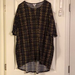 Lularoe Irma top. Navy gold pattern. Size XL.